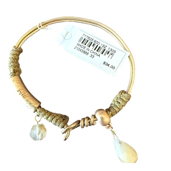 J. Jill Charm Bracelet Stone Glass Bead Antique Gold Tone Braided Cord Hook NWT - Picture 6 of 8
